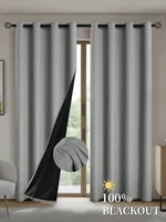 2pcs Blackout Curtains with Coated Insulated Lining, Suitable for Living Room, Bedroom, Kitchen, Home Decor, Room Decoration 1