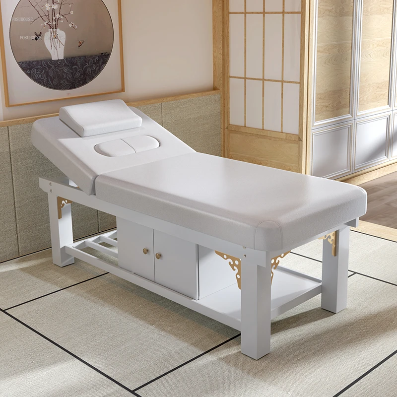 Solid Wood Massage Tables Beauty Salon Special Multi-functional Moxibustion Therapy Bed with Hole Body Massage Beds Beauty Bed