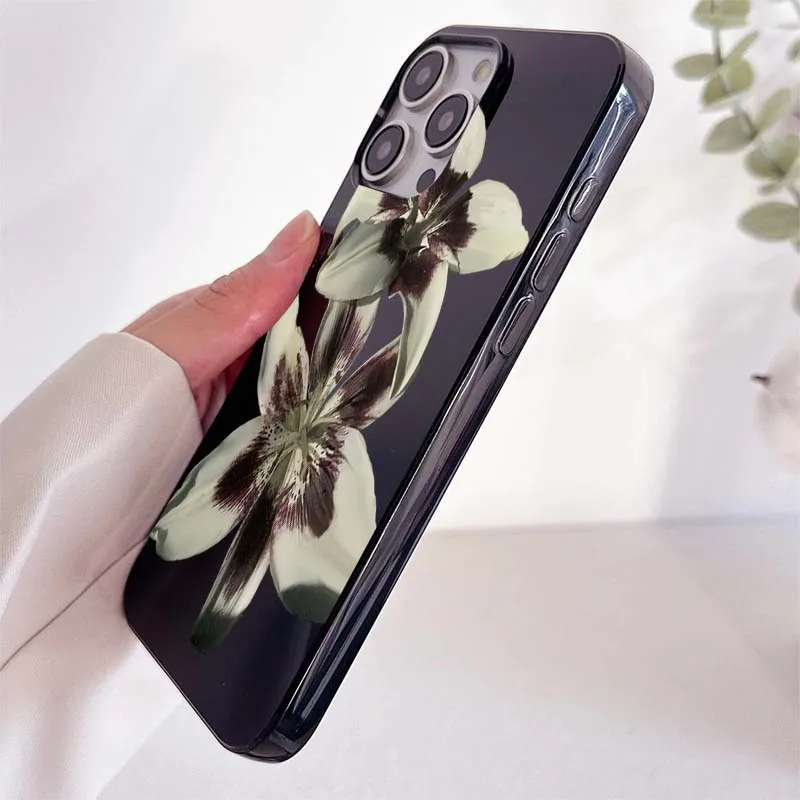 Lily Orchid Flower Print Phone Case - Shockproof Cover for iPhone 11-17 Series