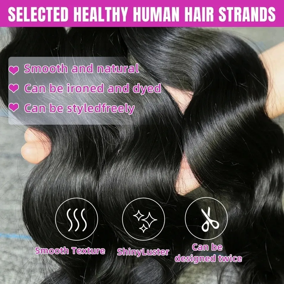 Body Wave Brazilian Human Hair Bundles Unprocessed Virgin Hair Weave 26 28 30 32 Inches 4Bundles Body wave Human Hair Extensions 6