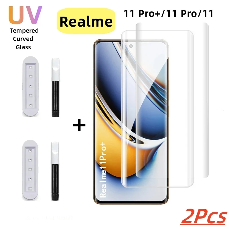 3D gebogenes Vollkleber-UV-gehärtetes Glas für Realme GT Neo6 SE Narzo 60 P1 P2 Displayschutzfolie für 6T 10 11 12 13 GT7 14 Pro Plus