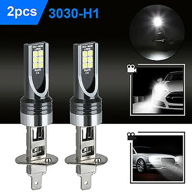 2pcs H1 LED Lights Bulbs Car Headlight Side COB SMD LED Bulb Light 14000LM 6000-6500K White High Low Beam Lamp 6