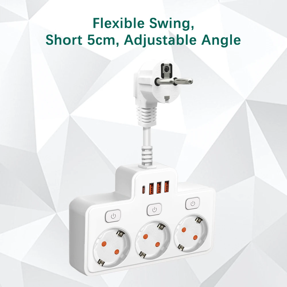 EU Plug AC Power Strip Wall Independent Switch 2500W European Standard Plug S9e2be0920feb4653811c9878a231357aE