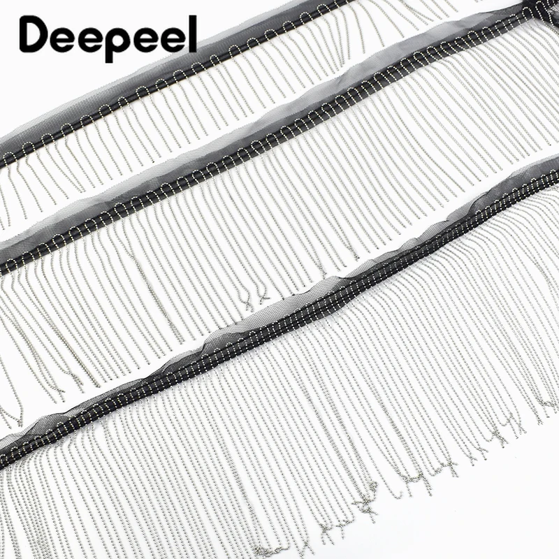 1/2Yards 6/9/15cm Metal Beads Chain Tassels Fringe Beaded Lace Trim for Skirt Dress Jacket Clothes DIY Crafts Sewing Accessories