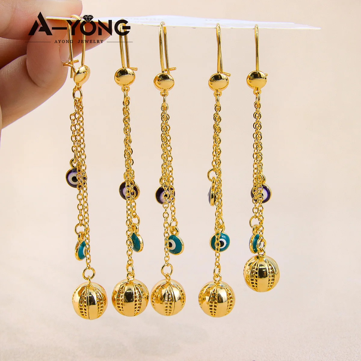 Arabische Mode Glocken-Ohrringe 21k Vergoldet Algerien Vintage Hängeohrringe Nigeria Damen Vintage Party Schmuck – Detail 10