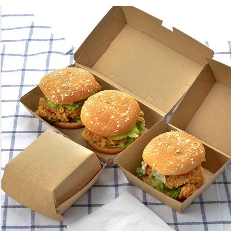 Custom  OWNFOLK  Custom printed disposable fast food packaging box environmentally friendly stackable kraft burger box