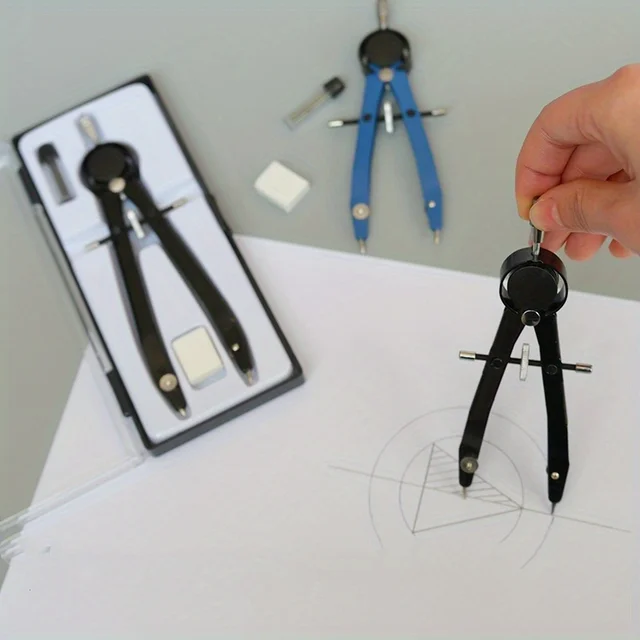 Simple Pratical Pfofessional Metal Compass Set With Lead core Math Geometry Circle Drawing Tools Office Supplies Stationery Gift 2