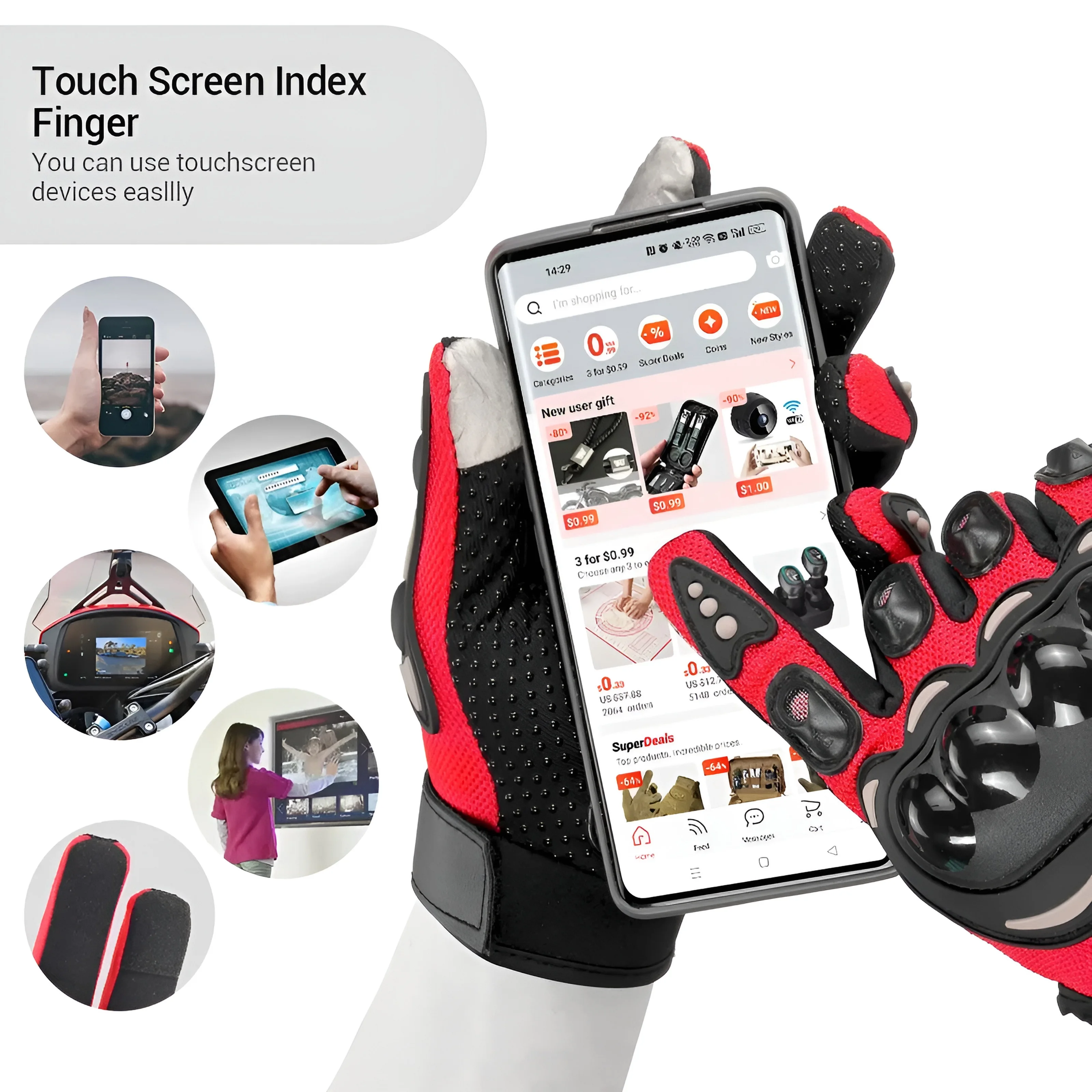 Motorcycle Gloves Touch Screen Racing Outdoor Anti Fall All-season Universal