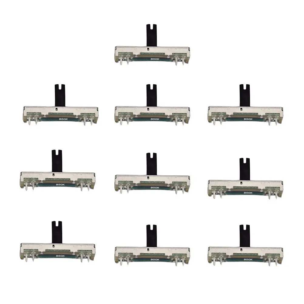 10Pcs B50k 45Mm 슬라이딩 전위차계 모노 채널 9Mm .5mm 두께 15Mm 핸들 고정밀 오디오 Dj 장비 페이더