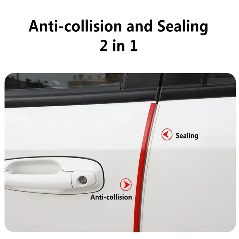 5M Car Door Anti Collision Soundproof Strip with Steel Disc Bumper Trim Edge Scratch Protector Strip Sealing Guard Styling Decor