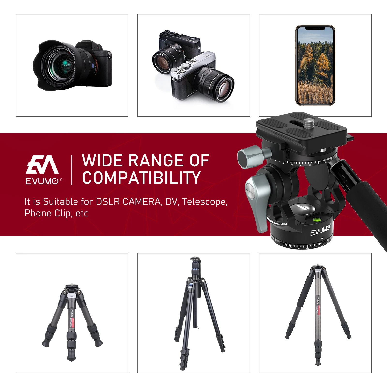 Tripod ball head cold shoe ball head camera fluid head camera head adapter for tripod monopod