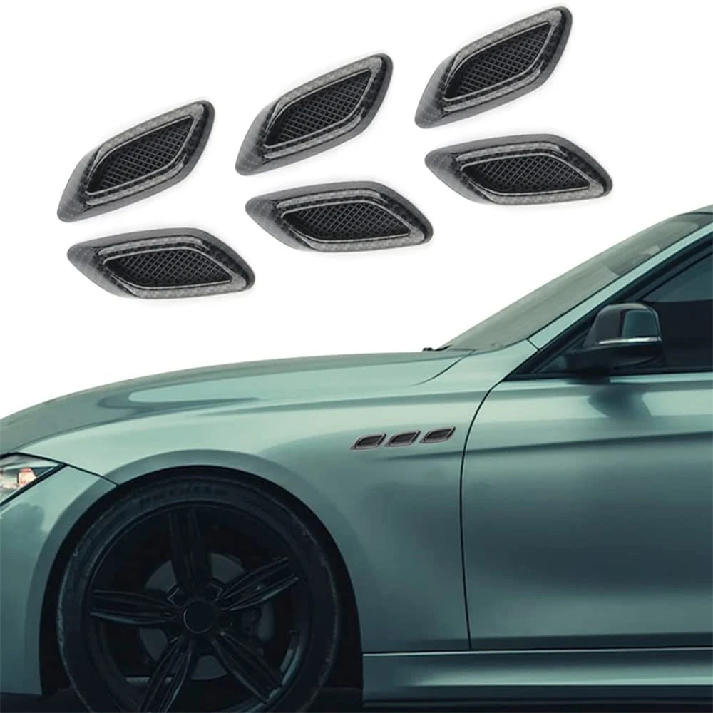 

Car Fender Intake Trim Universal Auto Air Flow Bumper Side Vent Decal Scoop Hood Spolier Door Carbon Fiber ABS Sticker 6pcs