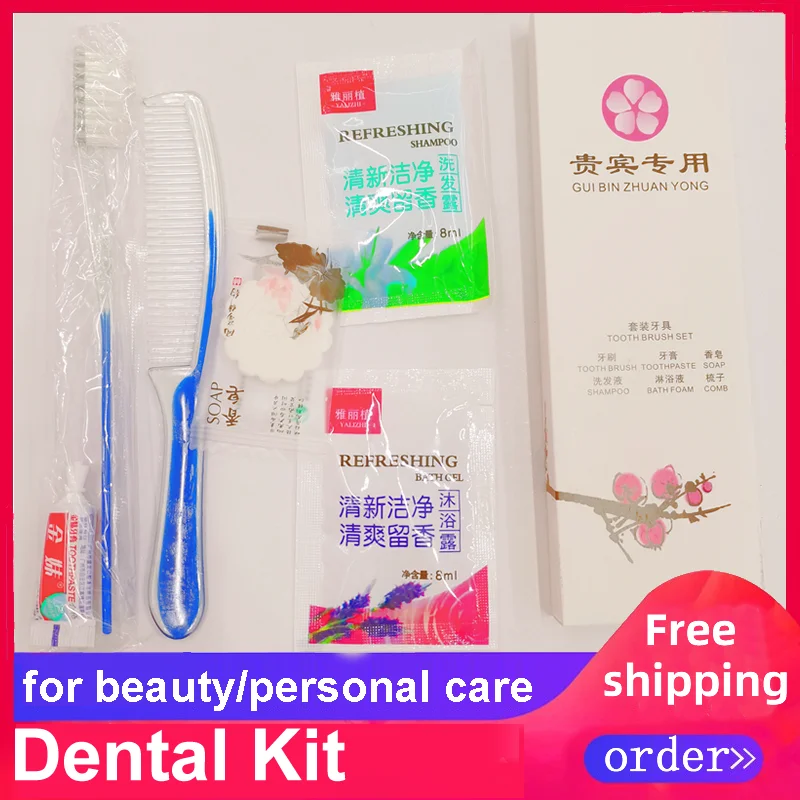 

Free Shipping 6in1 Paper Box Packing Bathing Hotel Travel Trip Toothbrush+Toothpaste+Comb+Shampoo+Shower Gel+Soap Kits Sets