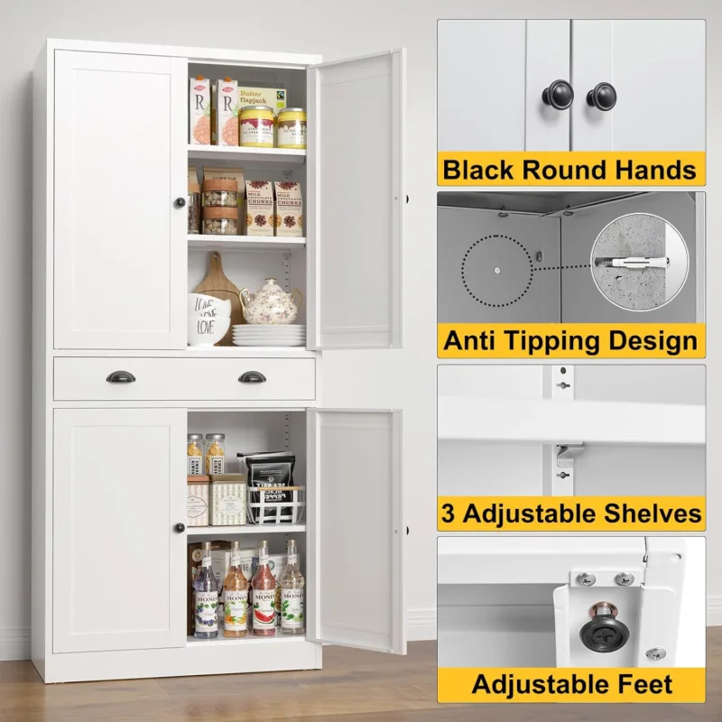 71&rdquo; Food Pantry Storage Cabinet with Drawer Kitchen Cupboard Storage Cabinet with Doors Tall for Pantry,Kitchen