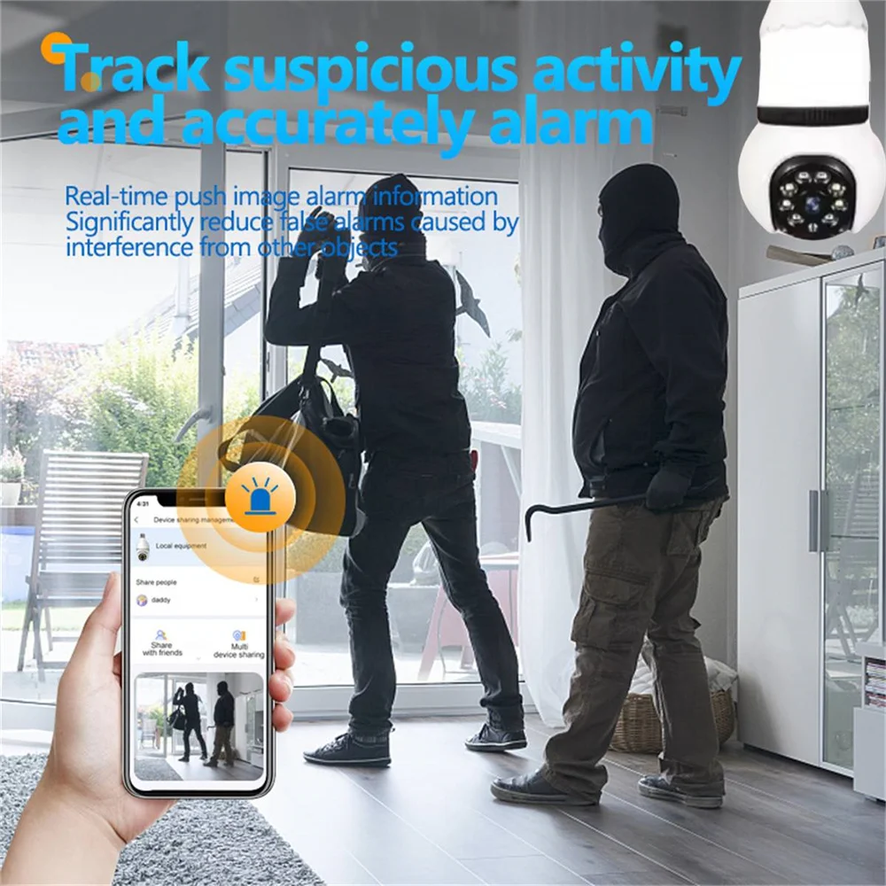 8MP E27 Bulb Lamp Camera LED Bulb Smart IP Surveillance Two-way Audio AI Auto Detect Wireless Surveillance Cameras WIFI Camera 2