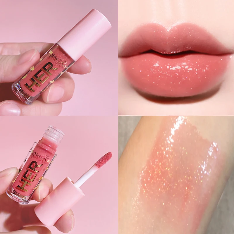 

Cute Mirror Liquid Lip Glaze Waterproof Sweatproof Not Easy To Stick Cup Lasting Moisturizing Rich Color Silky Shiny Lip Glaze