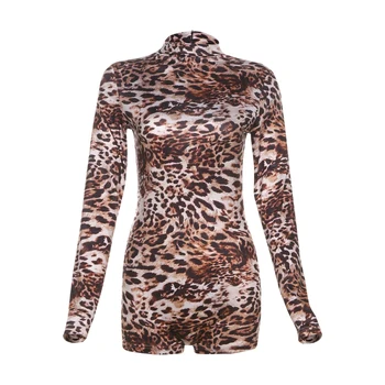 Bold Leopard Print Long Sleeve Romper