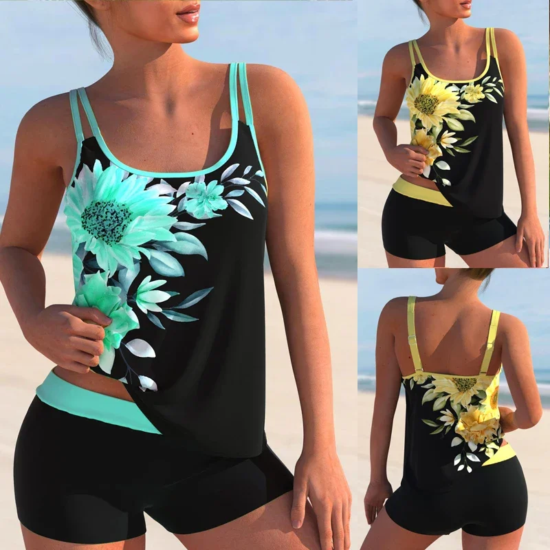 

2023 New Summer Women's Regular Tankini Beach Set Monokini Swimwear Swimwear Two Piece Swimwear Fashion Print Tankin