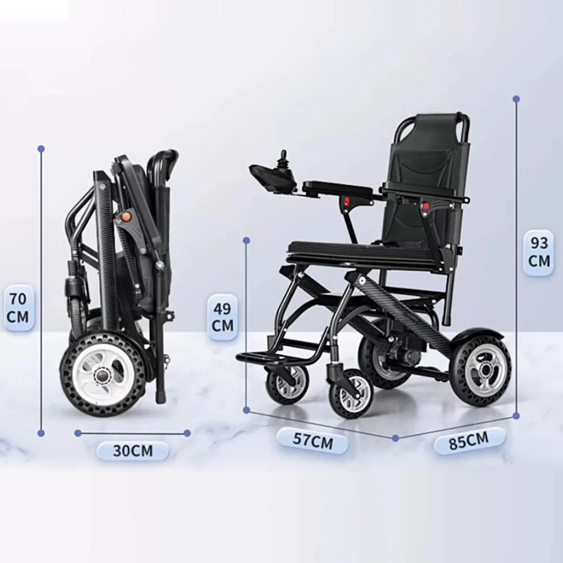 Electric Wheelchair Ultra Folding Light Weight Aluminum Power Wheel Chair Foldable Elderly Disabled 10A Lithium Battery 15KG