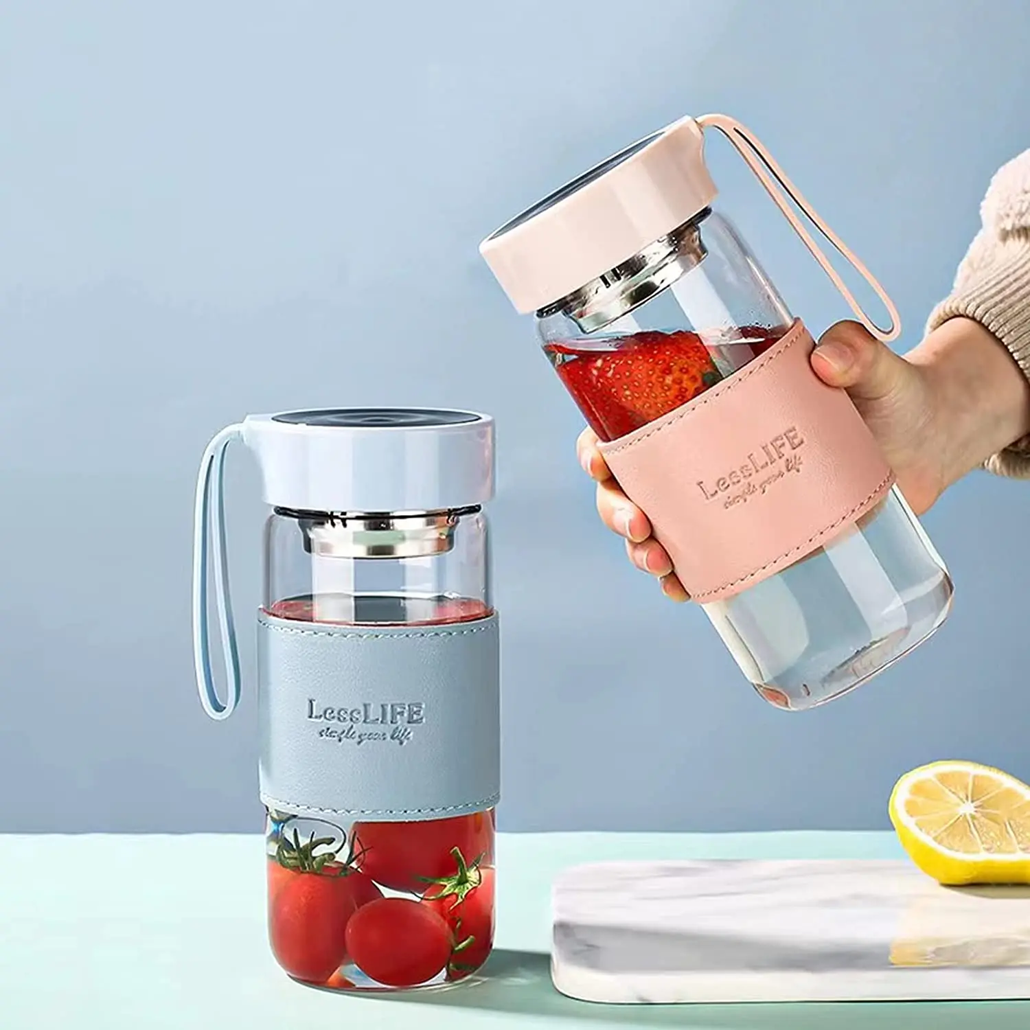 Water Bottle Japanese Style 480ml with Tea Infuser Insulation Sleeve