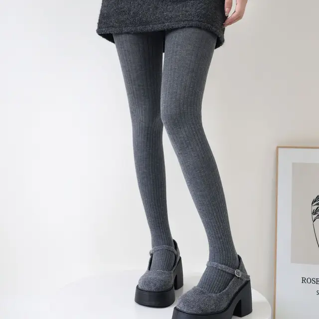 Winter Simple Vertical Stripes Fleece Thickened Warm Pantyhose, Fashionable - Picture 14 of 20