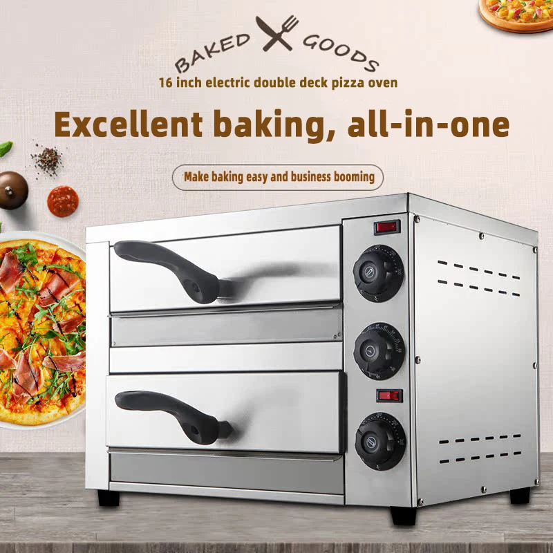 Commercial Single Layer 14-inch Pizza Oven 2400W Electric Pizza Oven Stainless Steel Pizza Toaster 2