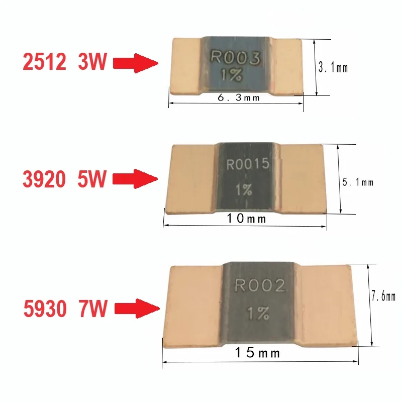 5PCS Precision Manganese-Copper Patch Milliohm Resistor 2512 3920 5930 R001 2mR4m&Omega; Sampling Shunt resistor
