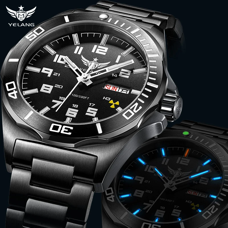 V1019 Yelang Brand 44MM Men's NH36 100M PROFESSIONAL WATERPROOF Deep Diving Watch Transparent Case Sapphire Lens Reloj