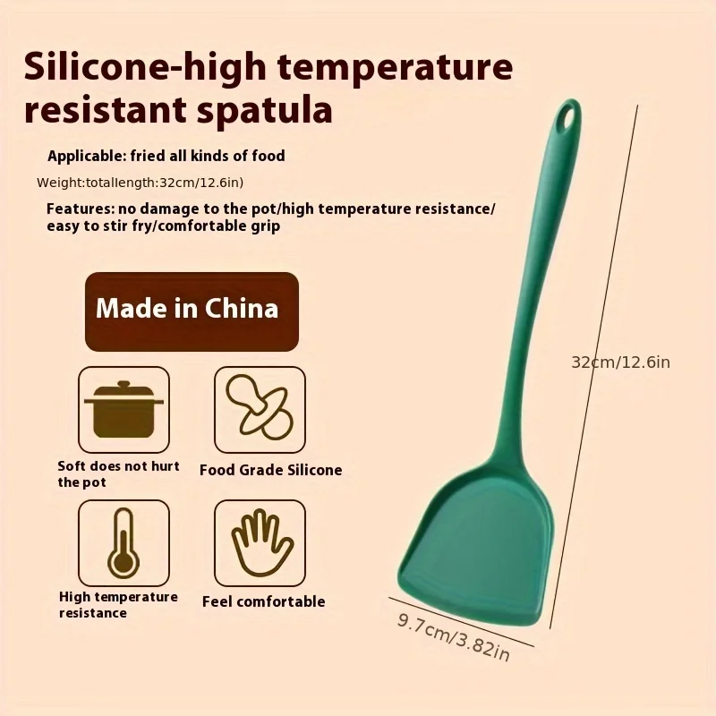 Three-piece Dark Green Silicone Kitchenware Set, Including A Silicone Spatula, A Spoon, and Slotted Spoon.