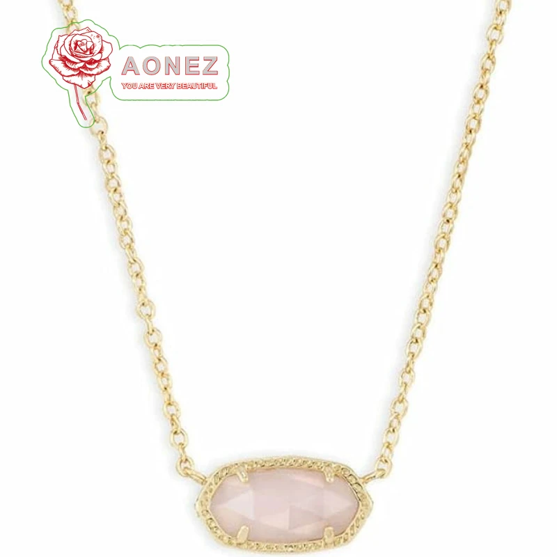 AONEZ Women's Long Pendant Necklace with Gold Plated Emerald - Fashion Jewelry for Women