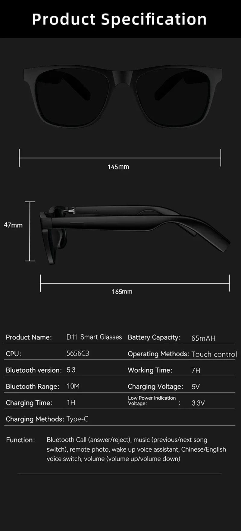 Lenovo 8K AI Smart Glasses Remote Control Touch Photo Camera Recording Translator Voice Assistant Wireless Bluetooth Eyewear