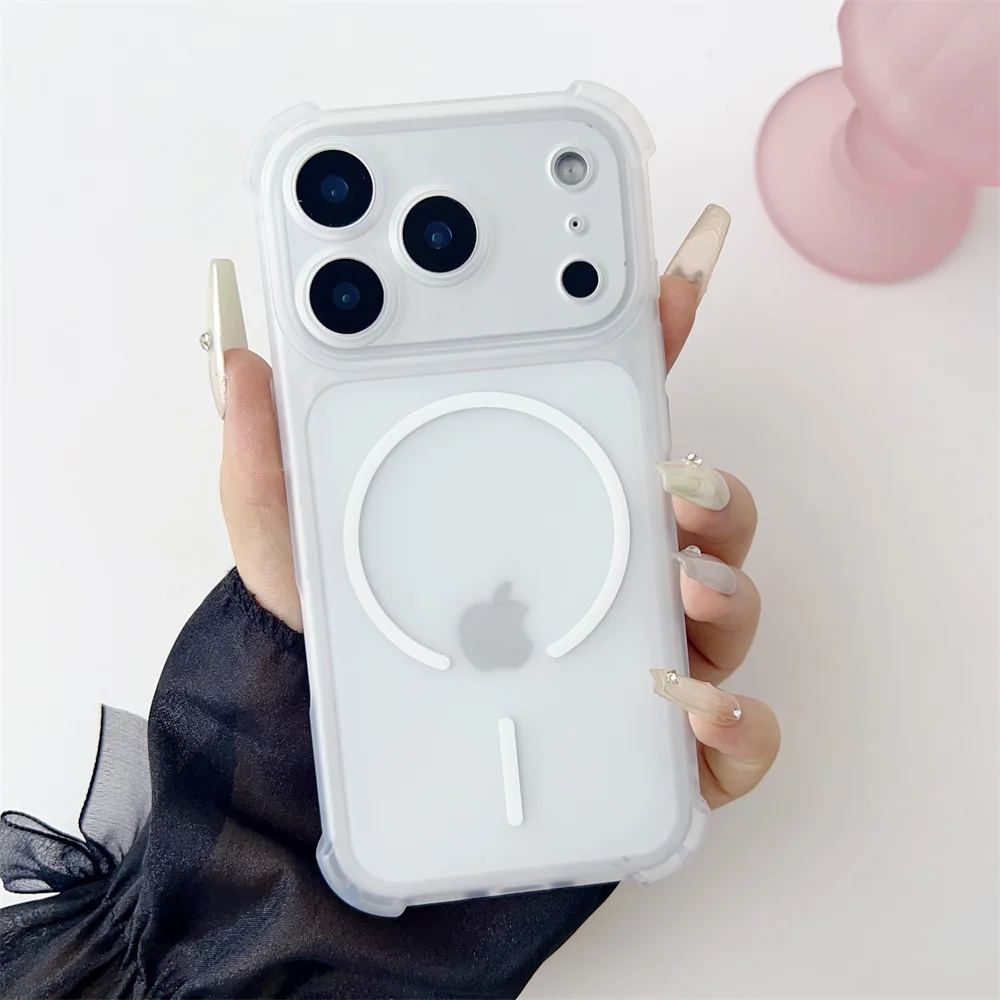Magsafe Clear Matte Shockproof Armor Phone Case with Lens Protective Soft TPU Cover