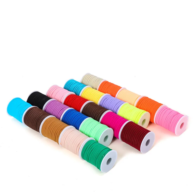 30colors 20m/roll 5mm plain colour Soft Lycra cord Stitched Elastic band rope milk fiber fabric Lycra stripe