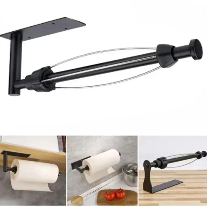 Paper Towel Holder Stainless Steel Paper Towel Holder Punch-free Bathroom Toilet Paper Holder Storage Rack Kitchen Organizer Adhesive Wall Mount