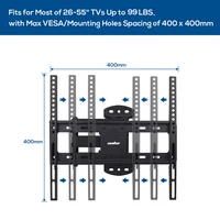 Tilting Swivel Wall TV Wall Bracket Mount Double Arms for 32-55 Inch - Image 4