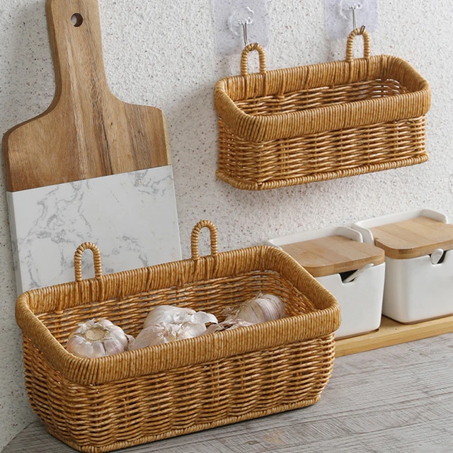 1pc Plastic Woven Basket For Ginger & Garlic Storage Kitchen