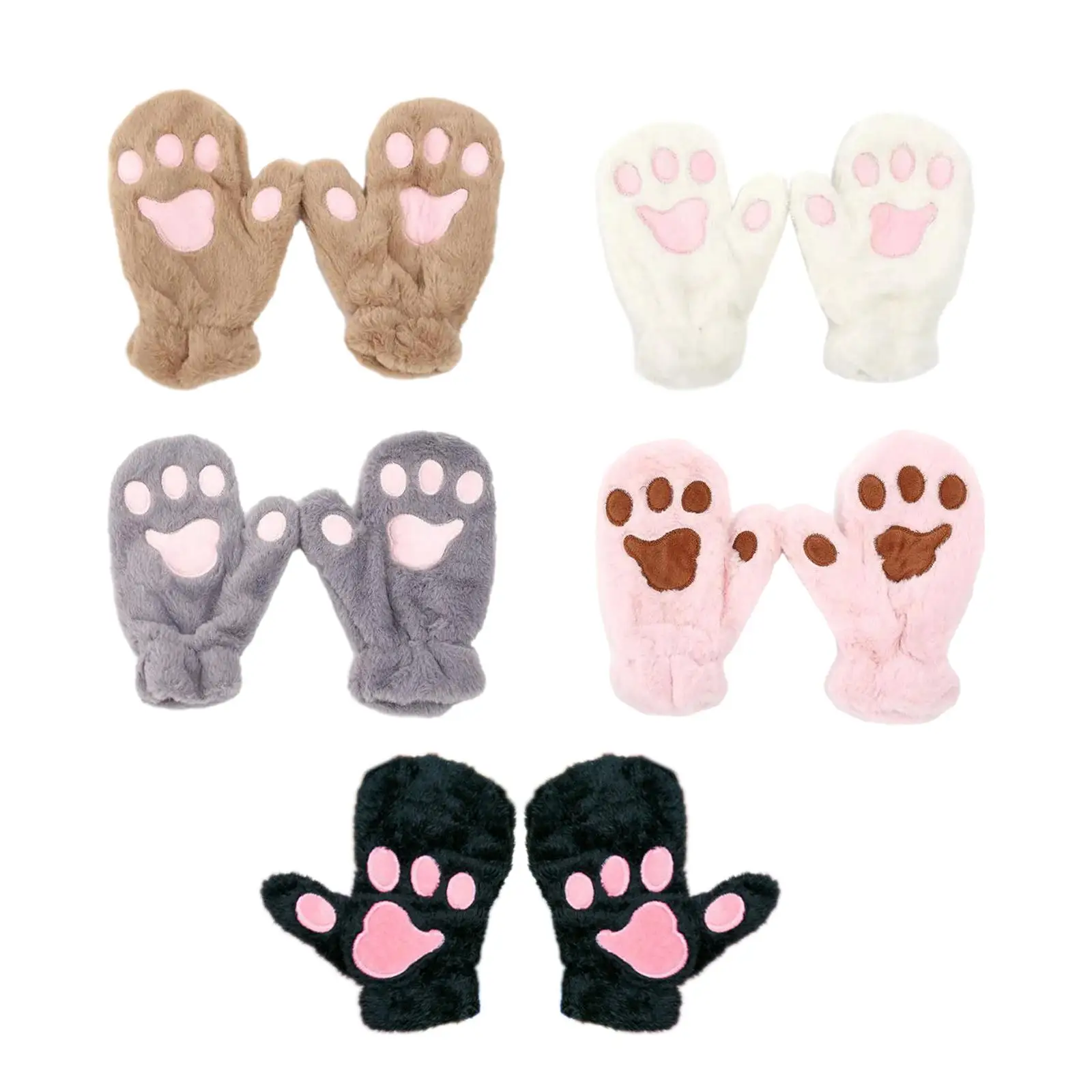 

Soft Plush Gloves Mittens Faux Fur Gloves Outdoor Warm Winter Gloves Cartoon Paw Gloves Ladies Girls Womens Gloves