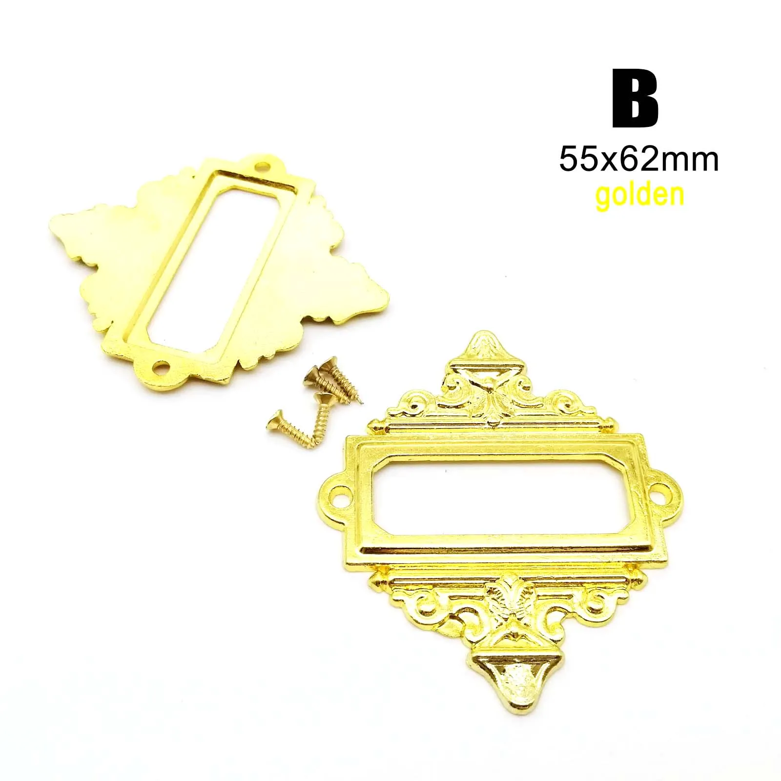 Set of 6 Vintage Carved Decorative Label Holders for Furniture and Cabinets