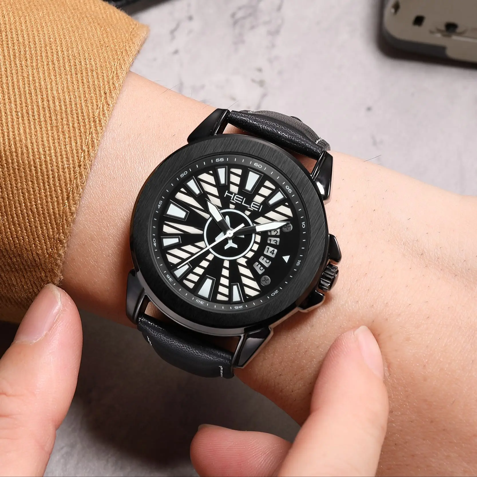 Men Quartz Wrist Watch Clock Leather Strap Sport Business Casual Waterproof Top Brand Simple For Male New 2024