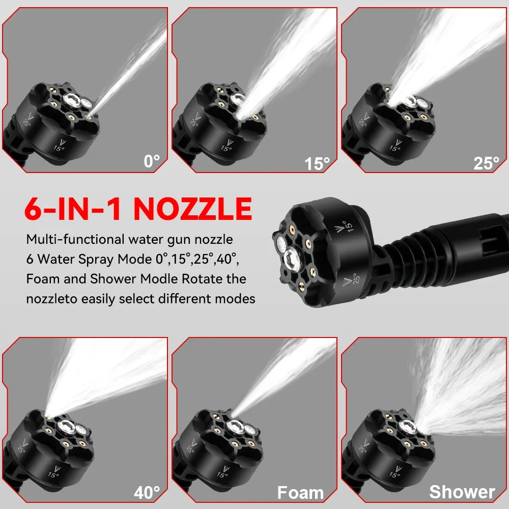 Brushless 200Bar 3500W Electric High Pressure Washer 6-in-1 Cordless Spray Gun Car Washer Garden Cleaning for Makita 18V Battery 2