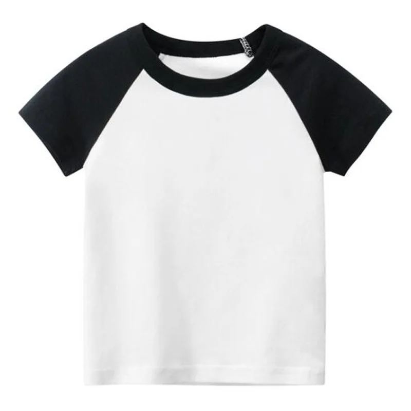 White Children T Shirt Kids Cotton Tops for Boys Girls Baby Summer Patchwork Clothes Child Casual Tees Blank T-Shirts 1-8 Years oversized t shirt	 T-Shirts