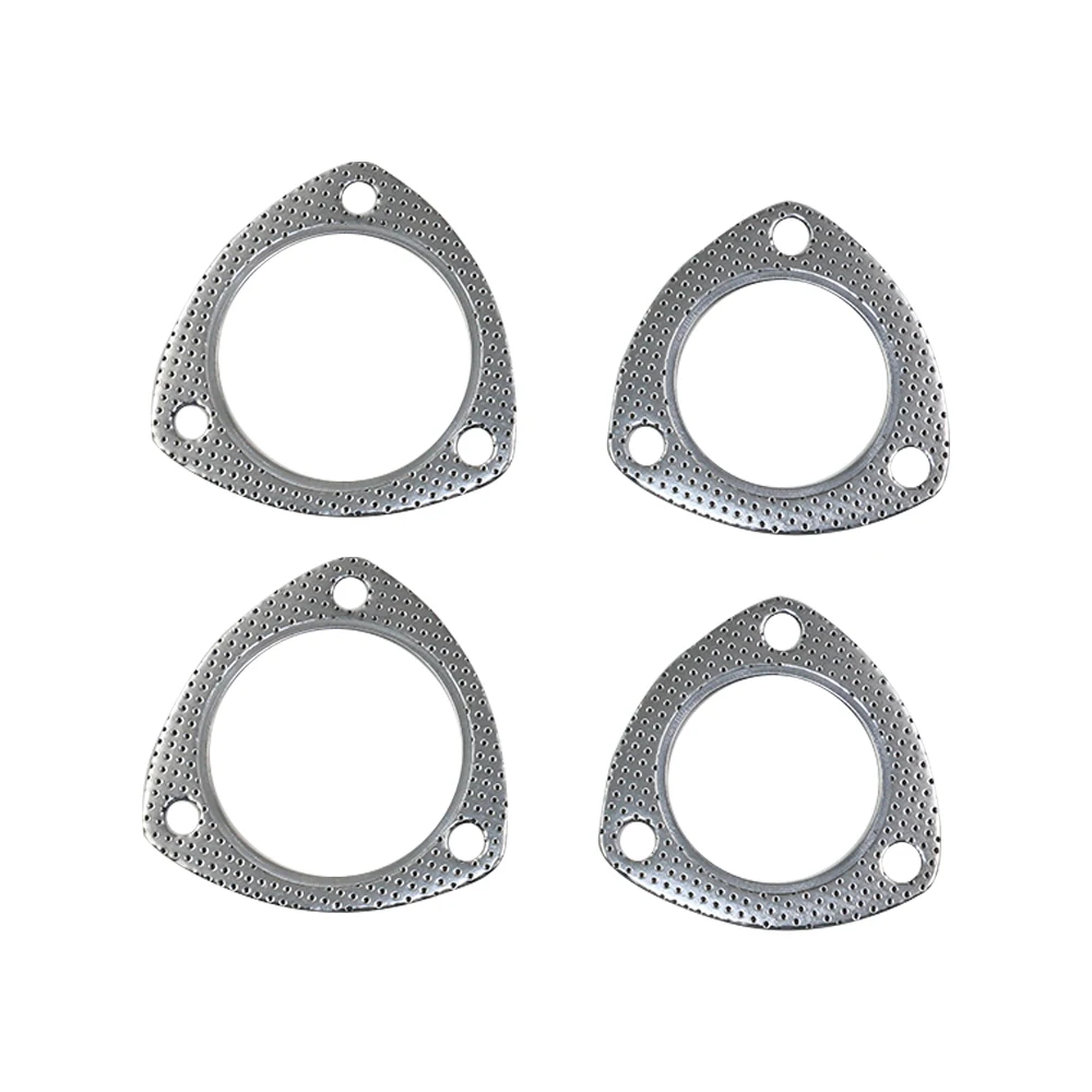 4pcs Universal Stainless Steel Triangle Exhaust Pipe Flange Gasket Down Pipe Gasket 2'' 2.5'' 3'' exhaust gasket