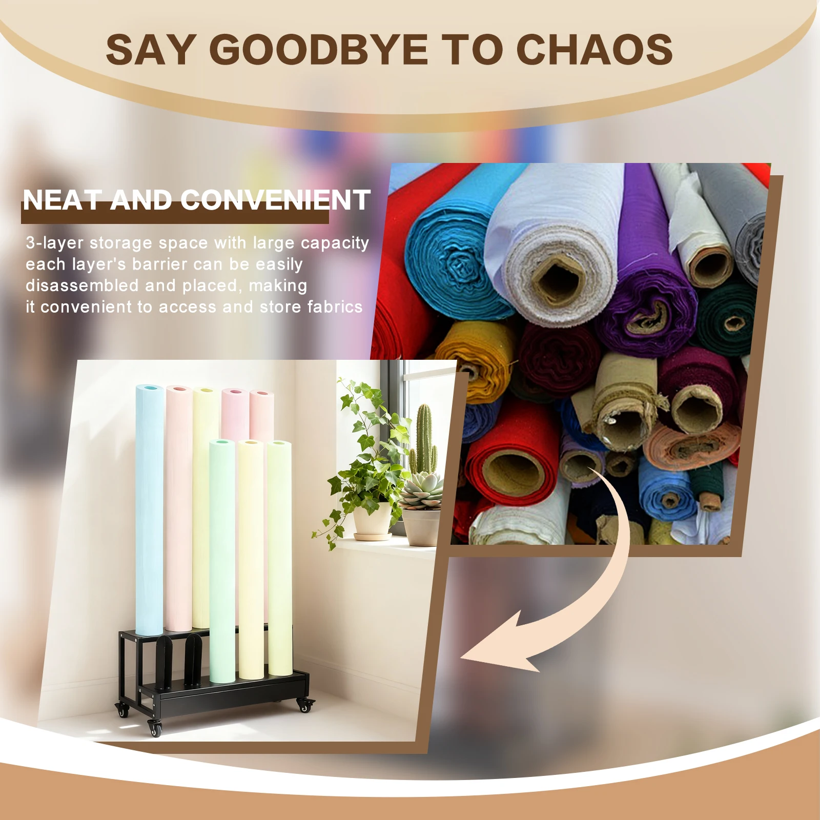 Durable Storage Trolley with Cold-Rolled Steel Frame Multi-Functional Metal Utility Cart for Organizing and Storage in Homes