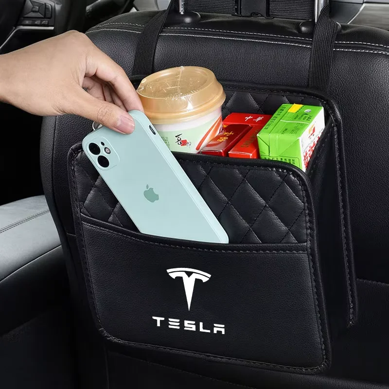 Car Backseat Storage Box Car Organizer Auto Waterproof Phone Pocket For Tesla Model 3 Model X S Y