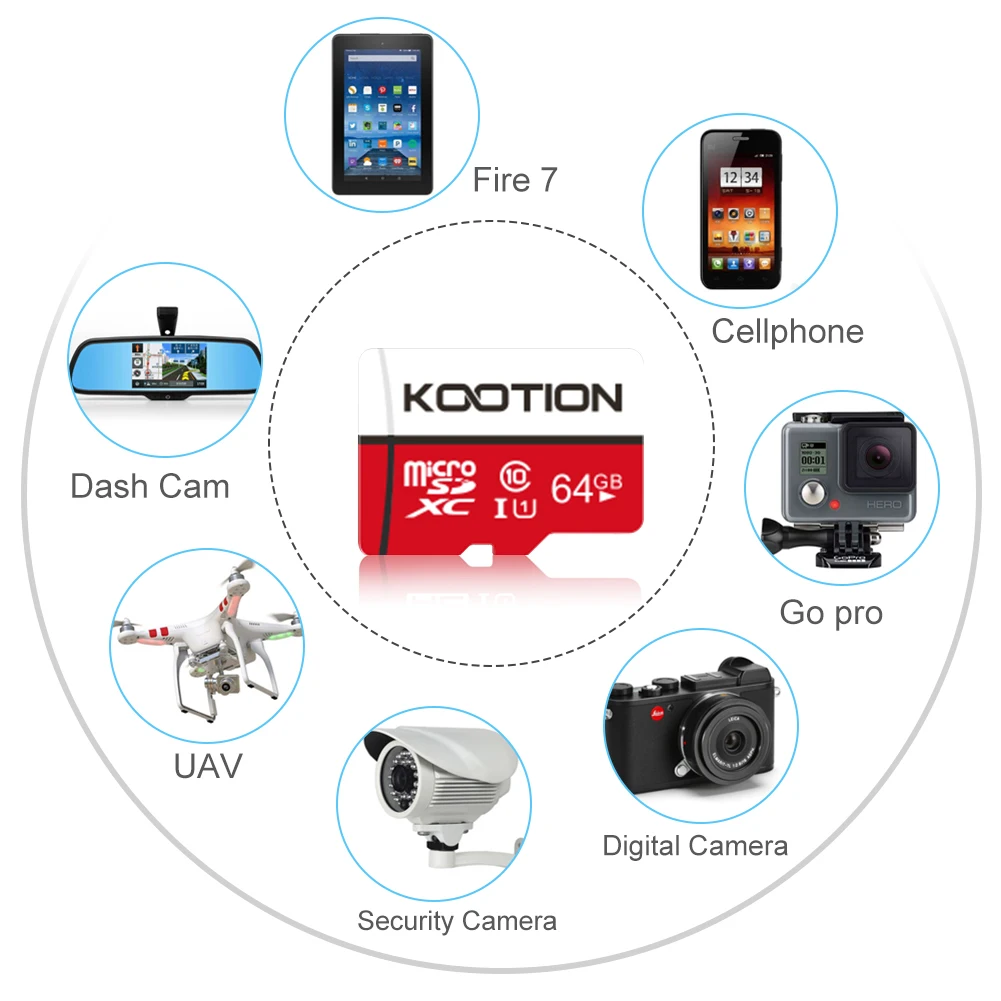 KOOTION 마이크로 SD 플래시 메모리 카드, U1 클래스 10 TF 카드, 휴대폰 및 컴퓨터용 미니 SD 카드, TF 메모리 플래시 카드, 128GB, 64GB, 32GB, 16GB