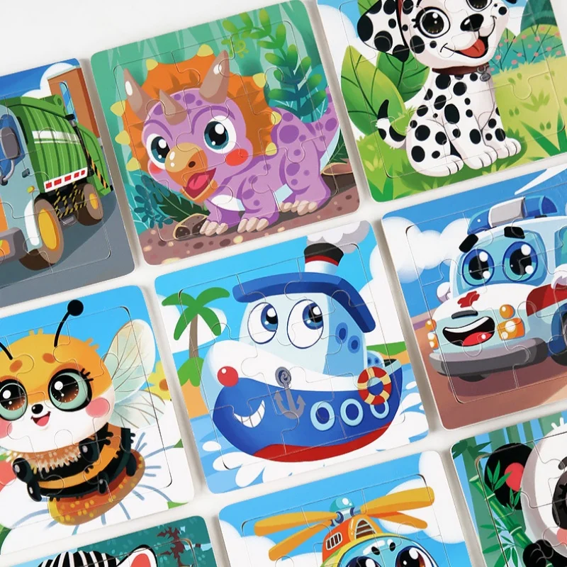 Children's Educational Wooden 3D Puzzle - Cartoon Animal & Traffic Themed