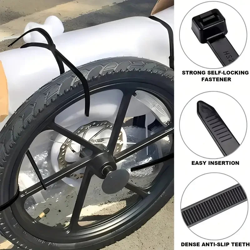 Cable Ties 500pcs Black Heavy-duty Nylon Cable Ties Versatile Sizes 4" 6" 8" 10" 12" High Tensile Strength