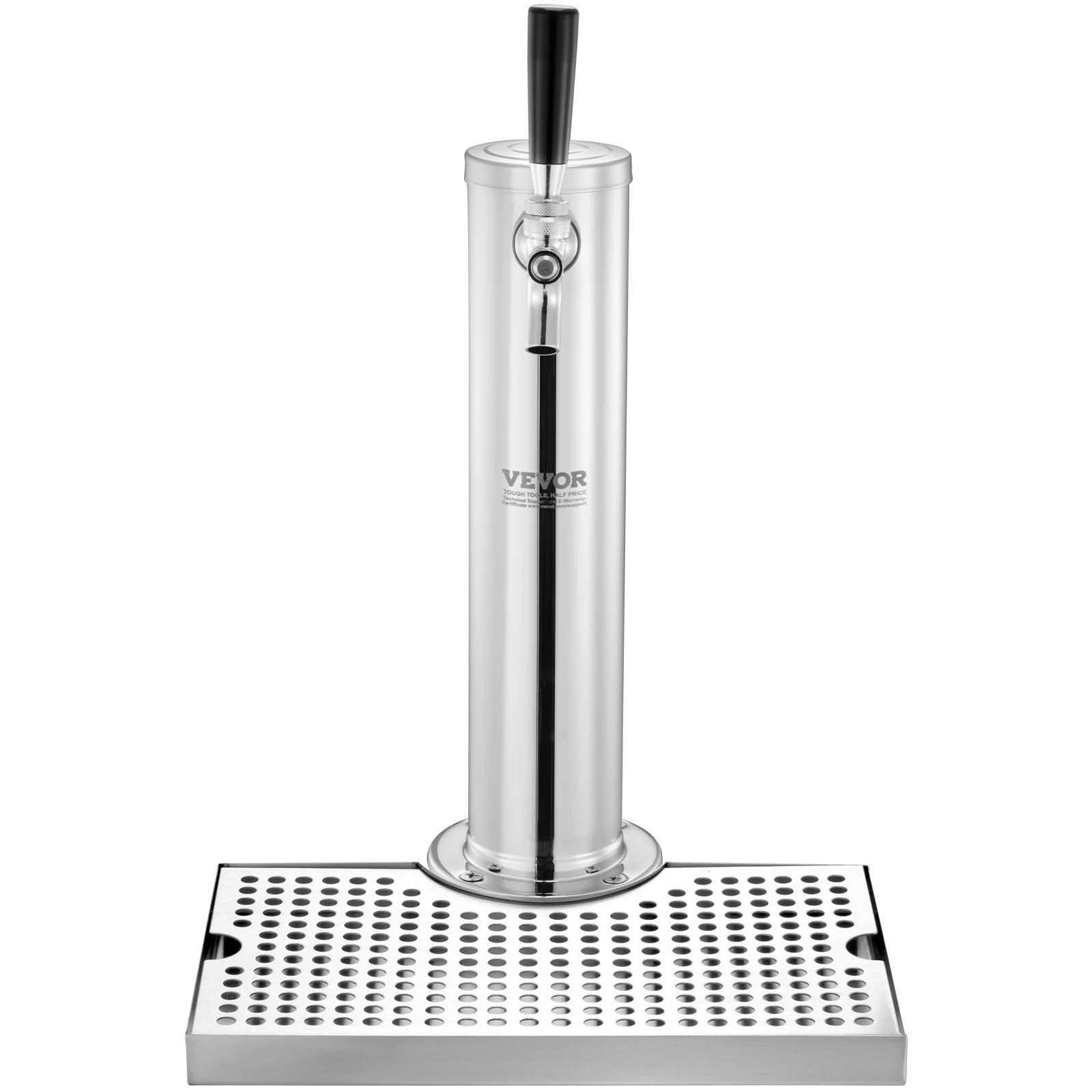 VEVOR Kegerator Tower Kit Single Tap Beer Conversion Kit Stainless Steel Keg Beer Tower Dispenser Drip Tray for Party Home