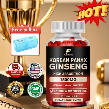 Maximum Strength Korean Ginseng Extract Capsules, Promotes Natural Energy, Reduces Stress & Boosts Circulation, Overall Wellness 1