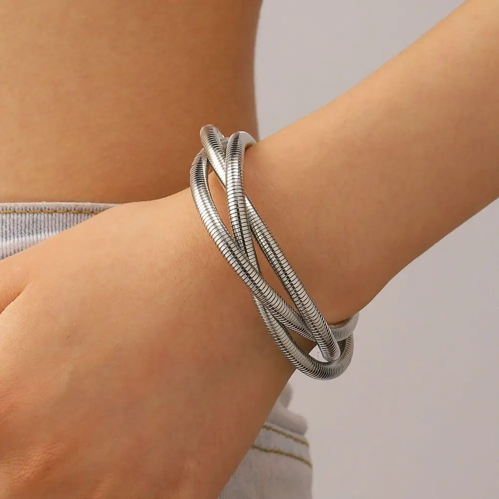 Gold Color Alloy Snake Chain Punk Bangle Bracelet